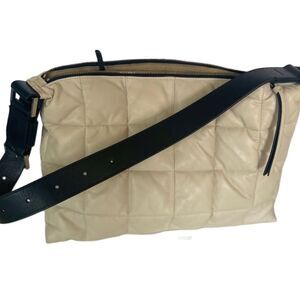 All Saints Beige and Black Quilted Shoulder Bag